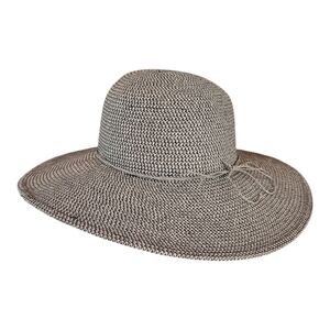 Nine West Black Tan Wide Brim Packable Straw Hat